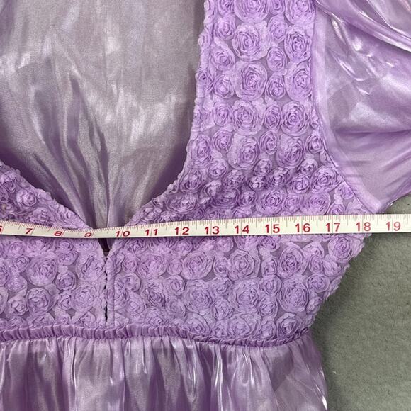 Free People Faye Blouse Dramatic Lilac Pullover Sheer Applique Floral  L Fairy - Picture 5 of 11